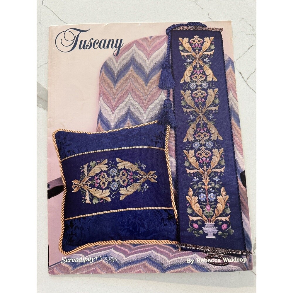 Tuscany Serendipity Designs Cross Stitch Pattern Leaflet Rebecca Waldrop Pillow